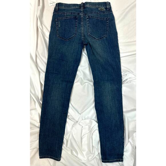 Free People Distressed Fishnet-Inlet Skinny Jeans Tupelo Blue 25 - Picture 14 of 16